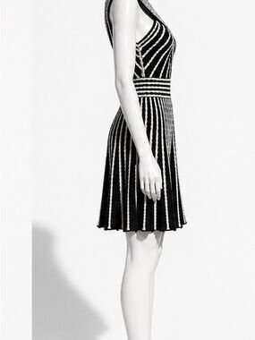 M Missoni Sculpted Knit Black Creme Open Back Fit & Flare